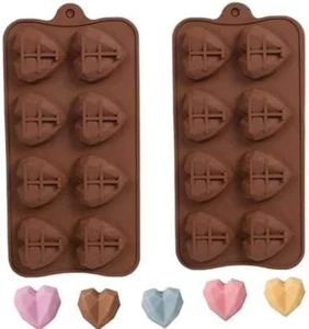 Heart Silicone Mold Diamond Heart Shaped Chocolate Mold 2PCS-8 Cavity Valentine' - Picture 1 of 12