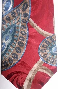 Oscar de la Renta Men's Silk Tie 57" X 4" Multi-Color Abstract Paisley - Picture 1 of 4