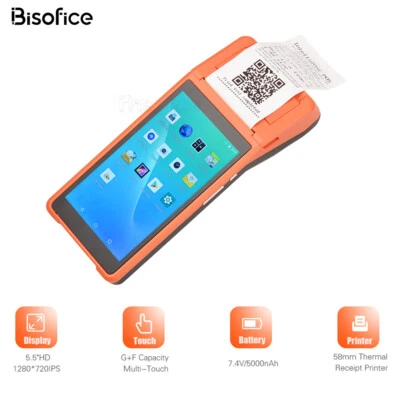 Bisofice All in One Handheld POS PDA Receipt Printer Smart PDA Terminal A8N4 - Image 1 of 4