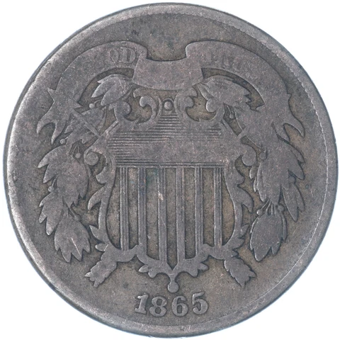 1865 (P) Two Cent Coin Good GD See Pics V071 Cover
