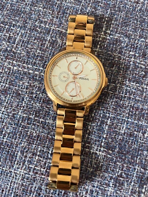 Reloj Fossil Chelsey Mujer 38mm Tono Oro Rosa Día Fecha Estrás Batería Nueva Foto 1 de 4