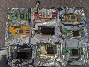 AGP video Card Lot x9 GF2 MX440 Matrox G55 Diamond Viper V550 TNT S3 Trio Radeon - Picture 1 of 6