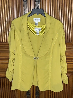 Conjunto de chaqueta superior para mujer Tally Taylor 2 piezas talla 14 amarillo con cuentas evento nocturno Foto 1 de 4
