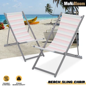 Set 2 Sedie a Sling da Spiaggia Pieghevoli Traspiranti con Schienale Regolabile - Foto 1 di 10