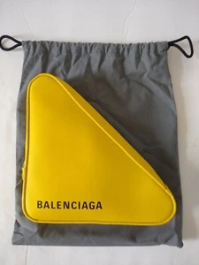 NEW BALENCIAGA TRIANGLE CLUTH BAG Yellow Leather  - Picture 1 of 11