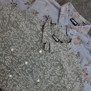 Vans Shirt Mens Medium Gray Abstract Skate Streetwear Y2K Surf Beach LOT BUNDLE - Picture 1 of 16