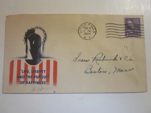 WWI1 US 1944 LITTLE FALLS NEW YORK PATRIOTIC MINKUS CACHET LIFE LIBERTY AND THE - Picture 1 of 3