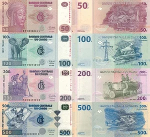 Congo DR 4 PCS Set: 50 to 500 Francs (04.01.2022) - p97Ab, p98Ac, p99Ba, p96 UNC - Picture 1 of 5