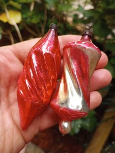 GEDREHTER APFELKERN Stundenglas Weihnachten Quecksilber Glas Antik Ornament 3" Posten - Bild 1 von 6