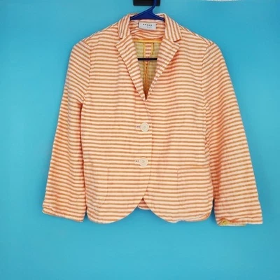 Женский блейзер AKRIS Punto размер 6 хлопок/лен в полоску рукав 3/4 - Изображение 1 из 4