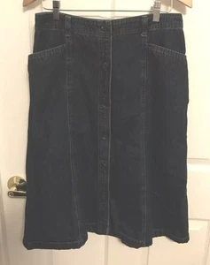 Kim Rogers Blue Denim Skirt Womens Button Front Jean Sz10 - Picture 1 of 7