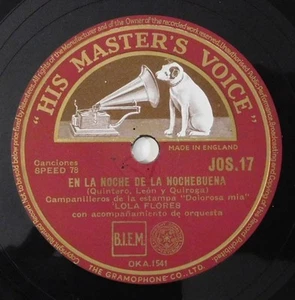 flamenco 78 LOLA FLORES En La Noche De La Nochebuena HMV 17 E HEAR - Picture 1 of 4