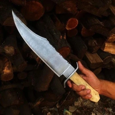 Cuchillo Bowie de Caza Juan Padillo Hecho a Mano Personalizado, Cuchillo con Mango de Hueso con Funda Foto 1 de 4
