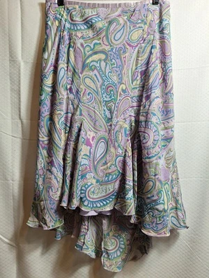 Falda Asimétrica LANE BRYANT Y2K Talla 14/16 Púrpura Paisley Coqueta Hada Años 90 Foto 1 de 4