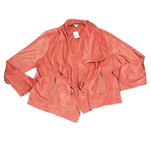 Cato 26/28 Plus Faux Suede Jacket Pink with Pockets New with Tag - Picture 1 of 8