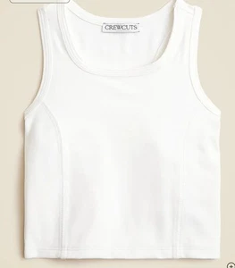 Nwt J. Crew Crewcuts Girls Active Seamed Tank Top White Size 12 - Picture 1 of 7