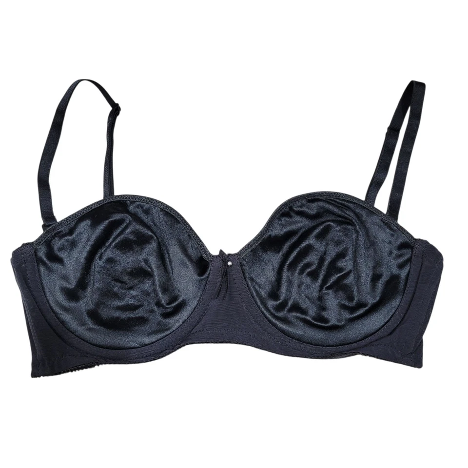Sujetador Olga Vintage Convertible Negro Satinado Talla 34C Estilo 33695 Foto 1 de 4