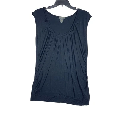 Blusa Banana Republic para mujer M negra sin mangas cuello redondo lados fruncidos carrera Foto 1 de 4