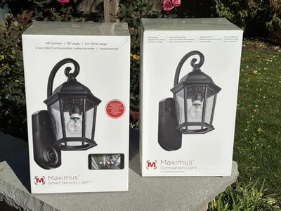 NEW Maximus Smart Security Coach Lights w/Camera Main & Companion Light Set (2) - Image 1 of 4