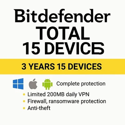 Bitdefender Total Security  3 Year 15  Devices LATEST  Version - Image 1 of 4