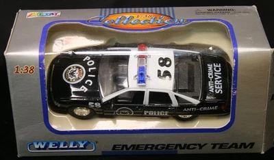Chevrolet Caprice Police Anti-Crime 1:38 Diecast Welly Emergency Team in Box - Image 1 of 4