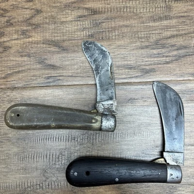 Lote de 2 cuchillos Hawkbill vintage KLEIN & Sons / CAMILLUS 1 - Nueva York EE. UU. JD Foto 1 de 4