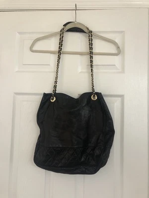 Vintage Henri Bendel NY Quilted Nappa Leather Gold Chain Tote Bag Satchel Rare - Image 1 of 4