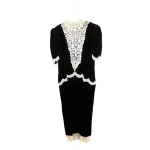 Miss Ashlee Dress Women SZ 12 Velvet Retro 80s Does Victorian Goth Witch Granny - Picture 1 of 16
