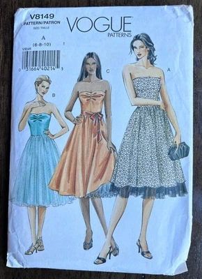 Vintage Vogue 8149 Misses Strapless Boned Bodice Dress Sz: 6, 8, 10 UNCUT FF - Image 1 of 4