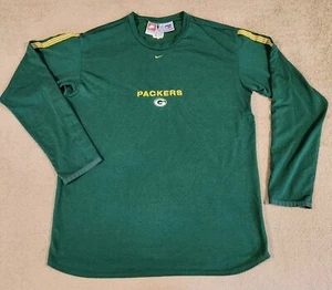VTG Nike Pro Line NFL Green Bay Packers Center Swoosh Long Sleeve Shirt Mens 2XL - Picture 1 of 15