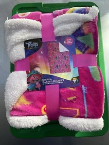  Trolls Plush Sherpa Throw Twin Blanket 60" X 90"  Warm and Super Soft!  NEW! - Picture 1 of 4