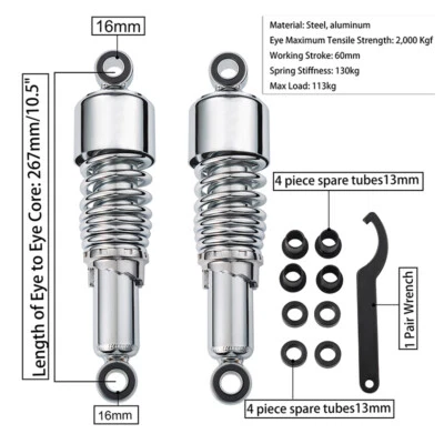 Lowering 10.5" 267mm Shock Absorbers For Harley Sportster Motorcycle Universal — 第 1/4 张图片