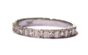 18k white gold .03ct VS1 G round diamond channel set tiny ring 1.4g Size 4.25 - Picture 1 of 9