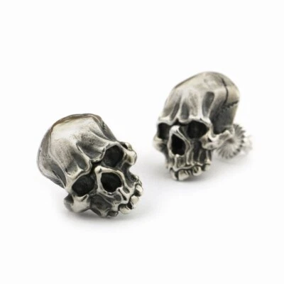 Pendientes de plata esterlina 925 con calavera tachuelas para hombre motociclista rock punk joyería TA40D Foto 1 de 4
