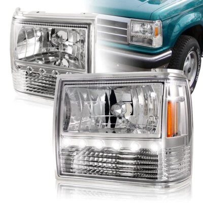 Faros LED + parachoques + esquina carcasa cromada 1 pieza para Ford Explorer 1991-1994 Foto 1 de 4