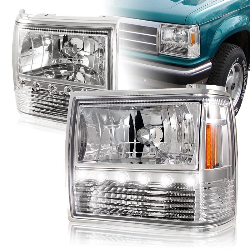 Faros LED + parachoques + esquina carcasa cromada 1 pieza para Ford Explorer 1991-1994 Foto 1 de 4