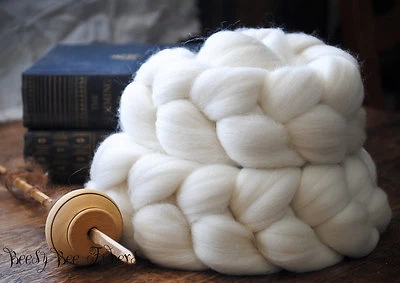 DOMESTIC MERINO Natural Ecru Undyed Combed Top Wool Roving Spinning Felting 4oz - Image 1 of 4