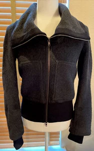 THEORY Charcoal Gray Black Wool Cashmere Jacket Size P. P15705 - Picture 1 of 6