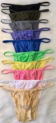 1 Or Lot of 5 Mens Smooth Semi transparent Sissy Pouch String Bikinis Panties - Image 1 of 2