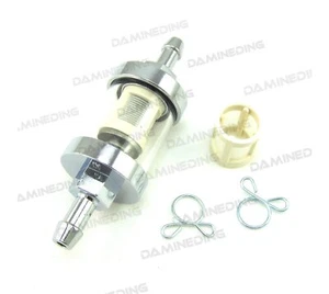 Universal Clear Glass Fuel Filter - 5/16" - Gas Petrol Screen Motorcycle Auto - Picture 1 of 5