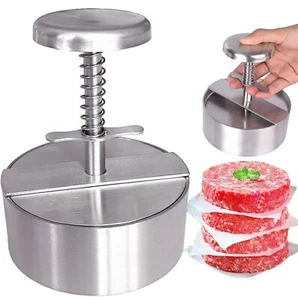 Burger Press Stainless Steel Hamburger Patty Maker Grill Griddle Flat - Picture 1 of 7