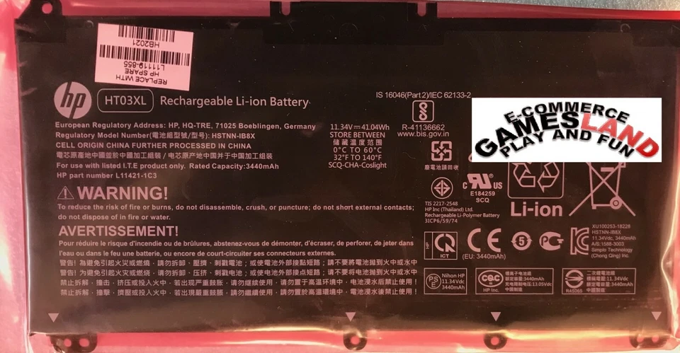 BATTERIA ORIGINALE HP L11119-855 HT03XL NUOVA PER HP 240/245/246/250/255/256 G7