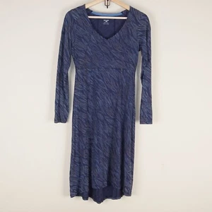 Vestido para mujer Horny Toad Bellflower algodón mezcla tencel manga larga estampado azul S - Imagen 1 de 16