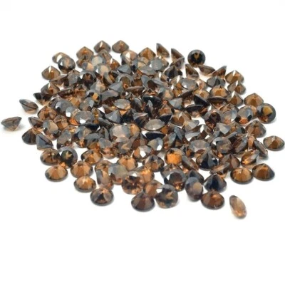 Venta al por mayor Lote 2.5mm Redondo Facetado Natural Cuarzo Ahumado Piedras Preciosas Sueltas Calibradas Foto 1 de 3