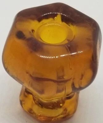 Perilla de vidrio hexagonal ámbar de 1" naranja llama miel marrón hexagonal antigua vintage Foto 1 de 4