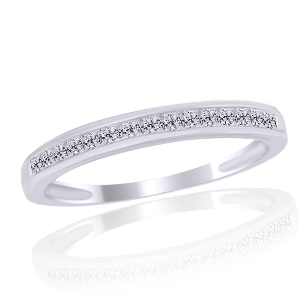 Anillo banda oro eternidad 1/4 quilate corte princesa diamante natural 10 k para mujer Foto 1 de 1