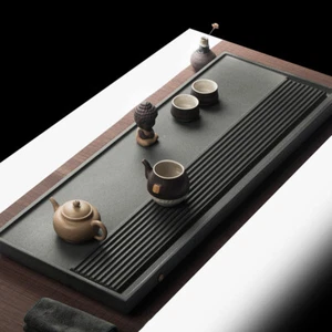 Simple Pattern China Stone Tea Tray Heavy Black Stone Tea Table For Tea Set New - Picture 1 of 12
