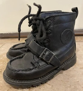 Polo Ralph Lauren Ranger Hi II Leather Black Boots Toddler Size 9 - Picture 1 of 8