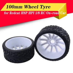 2PCS RC Car Rubber Tyres Wheels for Redcat HSP HPI Hobao 1/8 On-road Car White - Picture 1 of 9