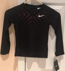 New Boys NIKE DriFIT Long Sleeve Black/Red Dots Shirt Youth Sz 4 86A341-023 NEW - Picture 1 of 4